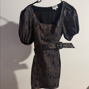 Lavender Brown Black and Gold Mini Dress